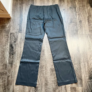 Vivinne Tam Womens Size M/L Satin Front Zip Black Wide Leg Trousers Dress Pants